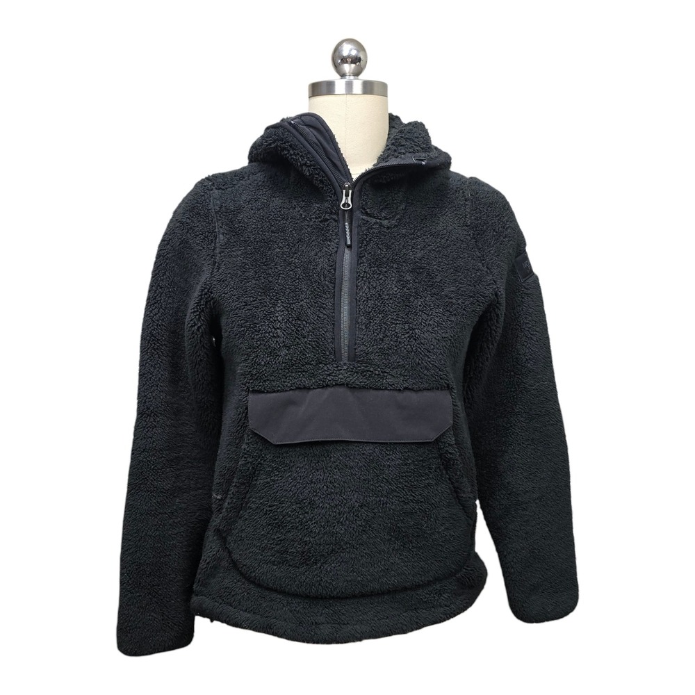 The North Face Womens Black Sherpa Fleece Hoodie Jacket Pullover Size XS 1/4 Zip